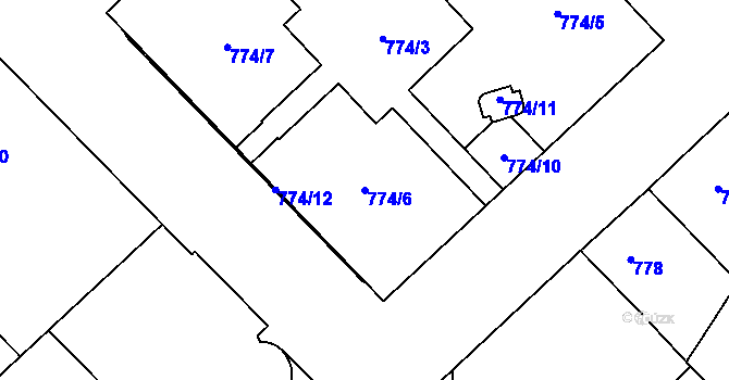 Parcela st. 774/6 v KÚ Žižkov, Katastrální mapa