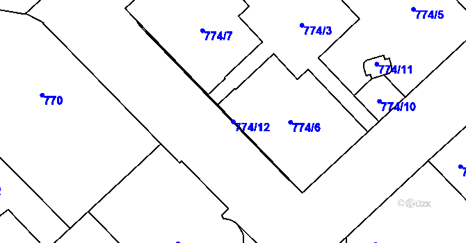 Parcela st. 774/12 v KÚ Žižkov, Katastrální mapa