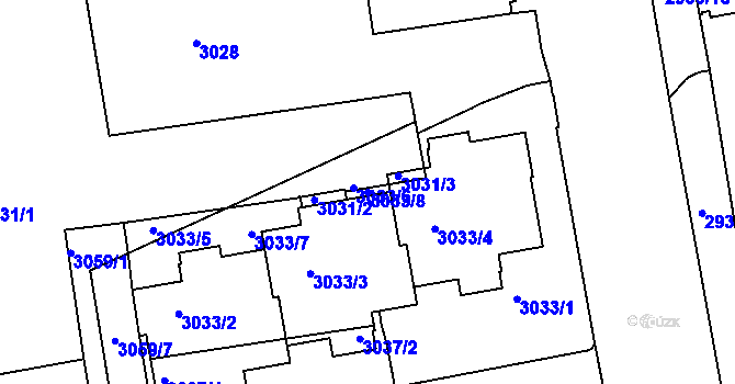 Parcela st. 3033/8 v KÚ Žižkov, Katastrální mapa