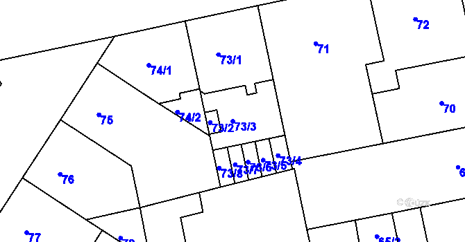 Parcela st. 73/3 v KÚ Žižkov, Katastrální mapa