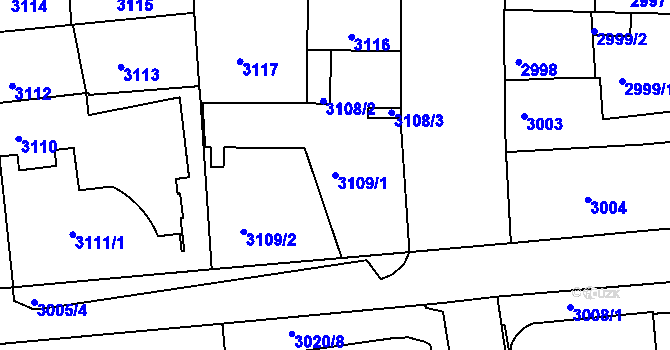 Parcela st. 3109/1 v KÚ Žižkov, Katastrální mapa