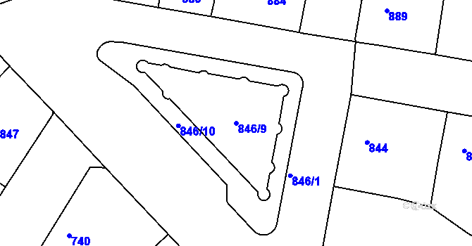Parcela st. 846/9 v KÚ Žižkov, Katastrální mapa