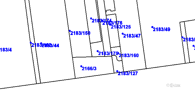 Parcela st. 2183/175 v KÚ Žižkov, Katastrální mapa