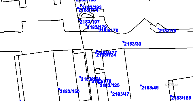 Parcela st. 2183/177 v KÚ Žižkov, Katastrální mapa