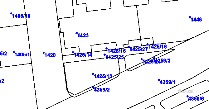 Parcela st. 1425/25 v KÚ Žižkov, Katastrální mapa