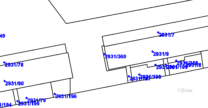 Parcela st. 2931/360 v KÚ Žižkov, Katastrální mapa