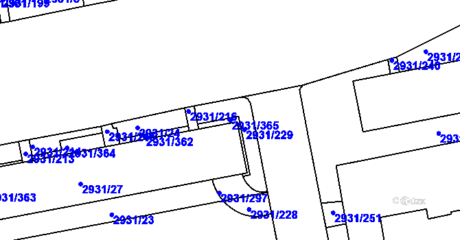 Parcela st. 2931/365 v KÚ Žižkov, Katastrální mapa