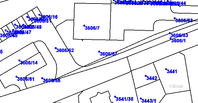 Parcela st. 3606/57 v KÚ Žižkov, Katastrální mapa