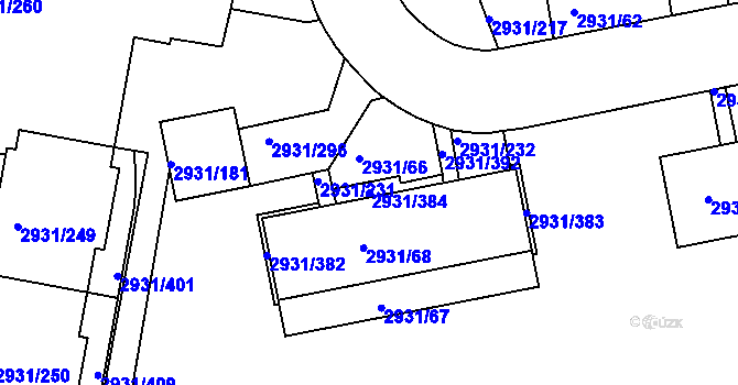 Parcela st. 2931/384 v KÚ Žižkov, Katastrální mapa