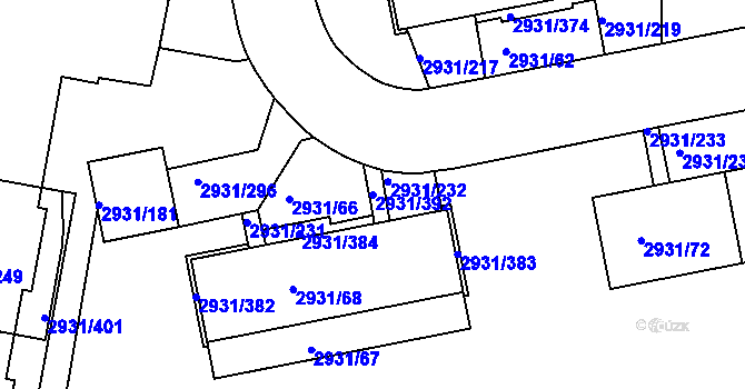 Parcela st. 2931/392 v KÚ Žižkov, Katastrální mapa