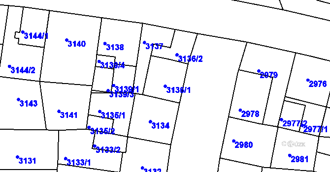 Parcela st. 3136/1 v KÚ Žižkov, Katastrální mapa