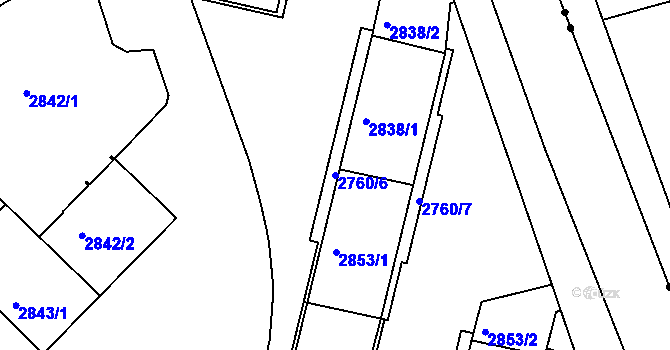 Parcela st. 2760/6 v KÚ Žižkov, Katastrální mapa