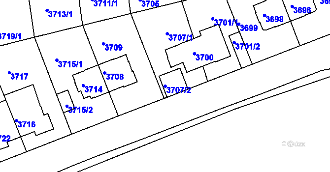 Parcela st. 3707/2 v KÚ Žižkov, Katastrální mapa