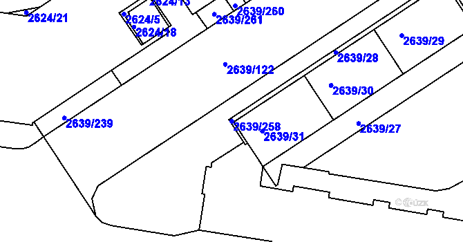 Parcela st. 2639/258 v KÚ Žižkov, Katastrální mapa