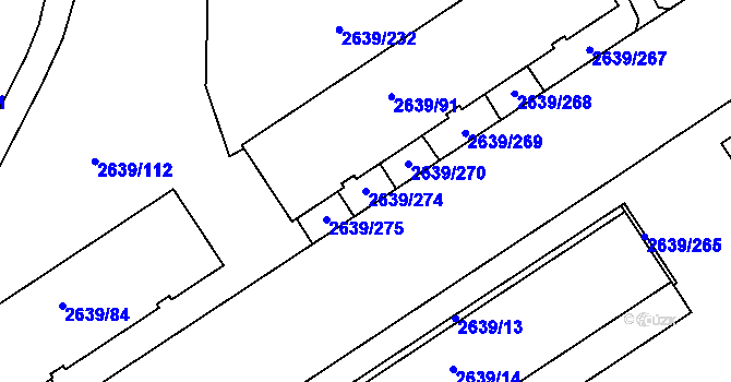 Parcela st. 2639/274 v KÚ Žižkov, Katastrální mapa