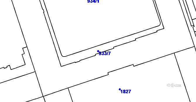 Parcela st. 933/7 v KÚ Žižkov, Katastrální mapa