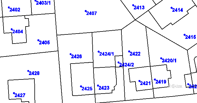 Parcela st. 2424/1 v KÚ Žižkov, Katastrální mapa