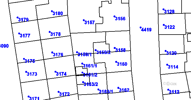 Parcela st. 3159/2 v KÚ Žižkov, Katastrální mapa