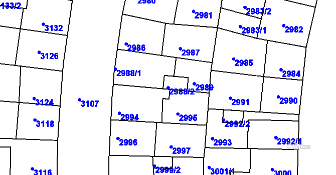 Parcela st. 2988/2 v KÚ Žižkov, Katastrální mapa