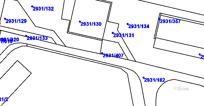 Parcela st. 2931/407 v KÚ Žižkov, Katastrální mapa