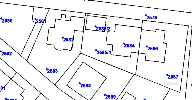 Parcela st. 2585/1 v KÚ Žižkov, Katastrální mapa
