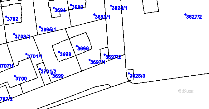 Parcela st. 3697/2 v KÚ Žižkov, Katastrální mapa