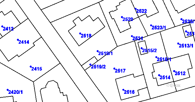 Parcela st. 2519/1 v KÚ Žižkov, Katastrální mapa