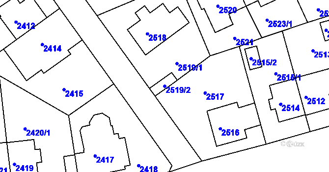 Parcela st. 2519/2 v KÚ Žižkov, Katastrální mapa
