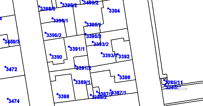 Parcela st. 3393/1 v KÚ Žižkov, Katastrální mapa