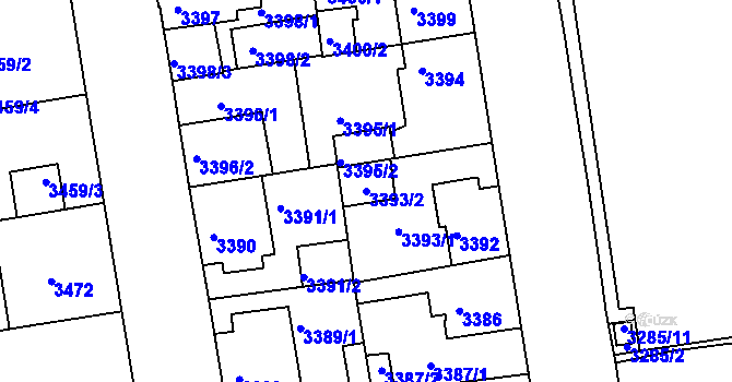 Parcela st. 3393/2 v KÚ Žižkov, Katastrální mapa