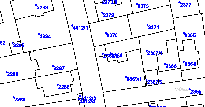 Parcela st. 2369/2 v KÚ Žižkov, Katastrální mapa