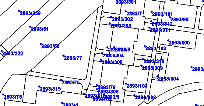 Parcela st. 2893/304 v KÚ Krč, Katastrální mapa