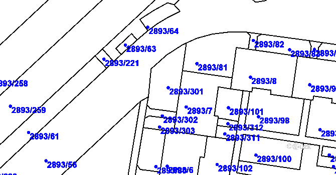 Parcela st. 2893/301 v KÚ Krč, Katastrální mapa