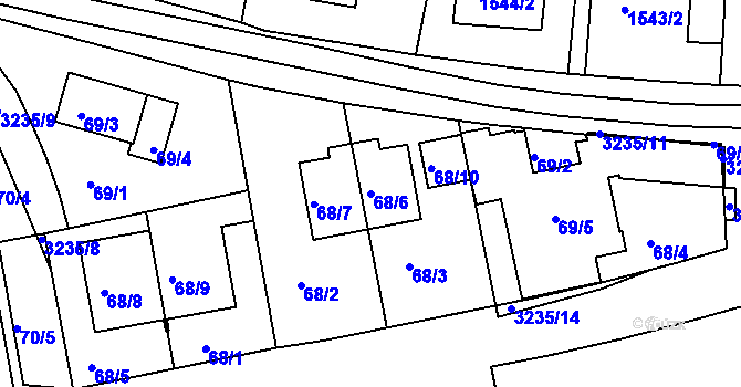 Parcela st. 68/6 v KÚ Krč, Katastrální mapa
