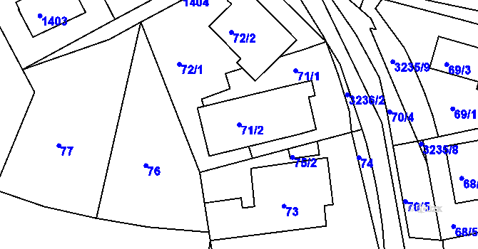 Parcela st. 71/2 v KÚ Krč, Katastrální mapa