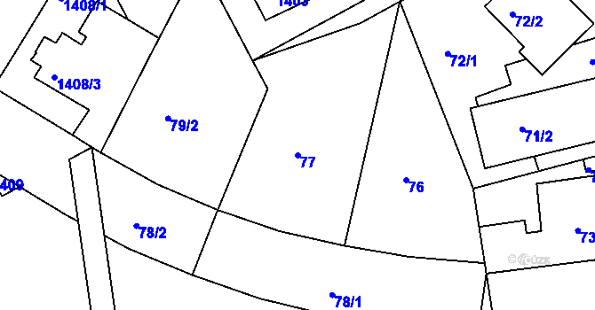 Parcela st. 77 v KÚ Krč, Katastrální mapa
