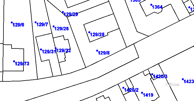 Parcela st. 129/8 v KÚ Krč, Katastrální mapa