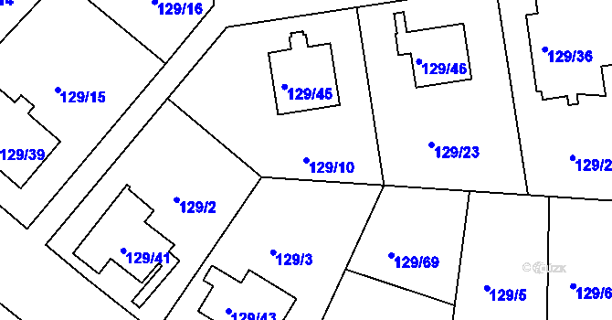 Parcela st. 129/10 v KÚ Krč, Katastrální mapa
