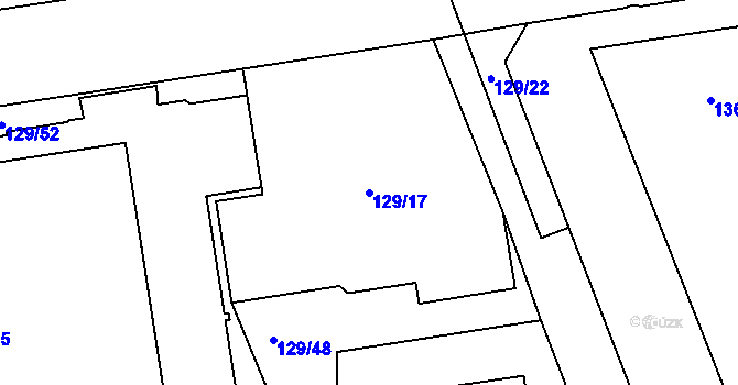 Parcela st. 129/17 v KÚ Krč, Katastrální mapa