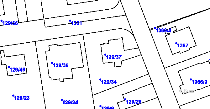 Parcela st. 129/37 v KÚ Krč, Katastrální mapa