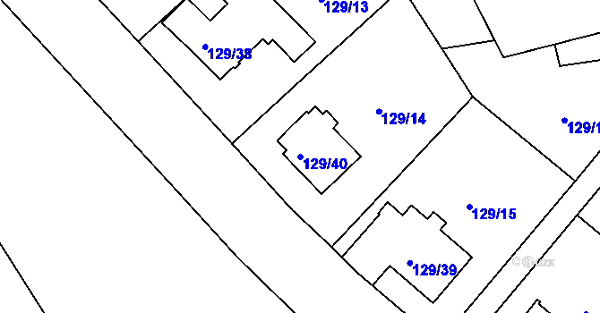 Parcela st. 129/40 v KÚ Krč, Katastrální mapa