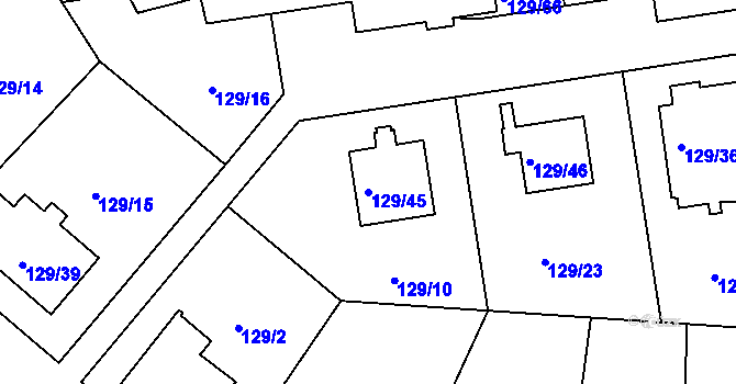 Parcela st. 129/45 v KÚ Krč, Katastrální mapa