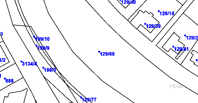 Parcela st. 129/68 v KÚ Krč, Katastrální mapa