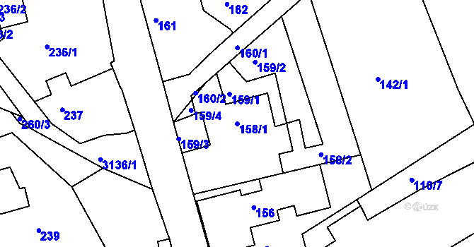 Parcela st. 158/1 v KÚ Krč, Katastrální mapa
