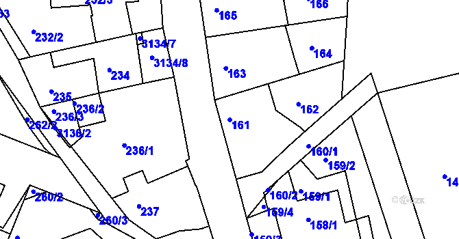 Parcela st. 161 v KÚ Krč, Katastrální mapa