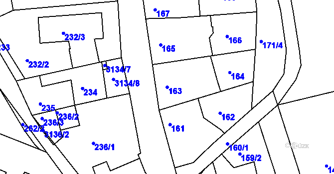Parcela st. 163 v KÚ Krč, Katastrální mapa