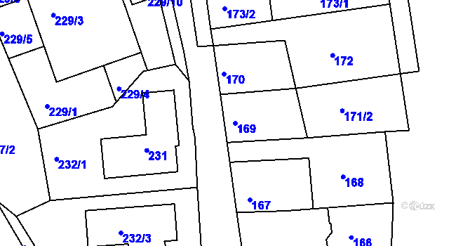 Parcela st. 169 v KÚ Krč, Katastrální mapa