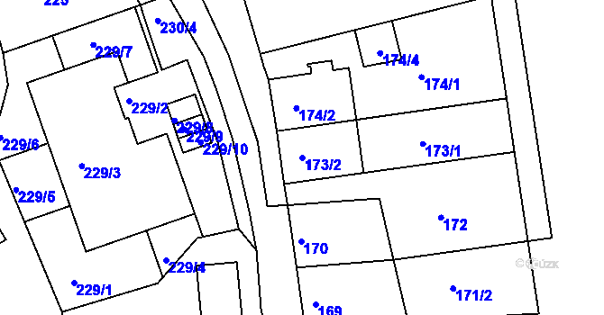 Parcela st. 173/2 v KÚ Krč, Katastrální mapa