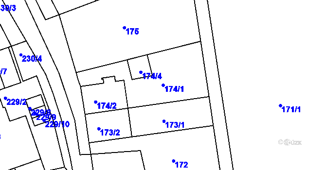 Parcela st. 174/1 v KÚ Krč, Katastrální mapa