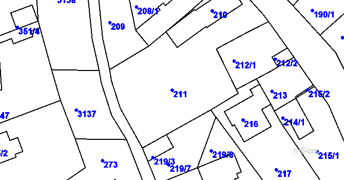 Parcela st. 211 v KÚ Krč, Katastrální mapa